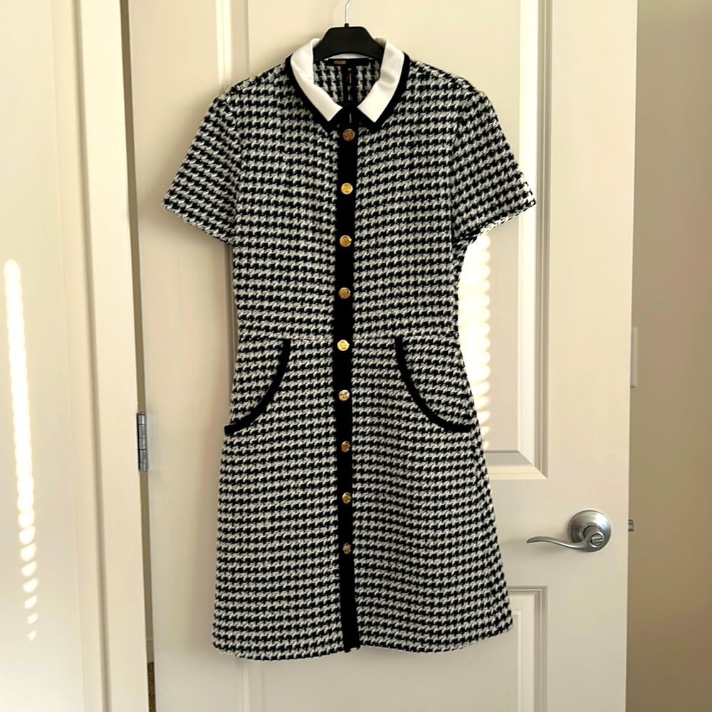 Maje Green Plaid Tweed Dress